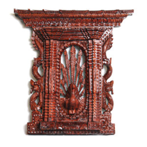 Wood carving RNAC peacock Window