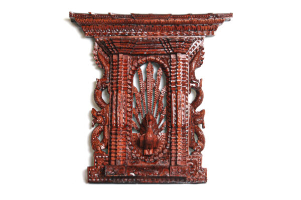 Wood carving RNAC peacock Window